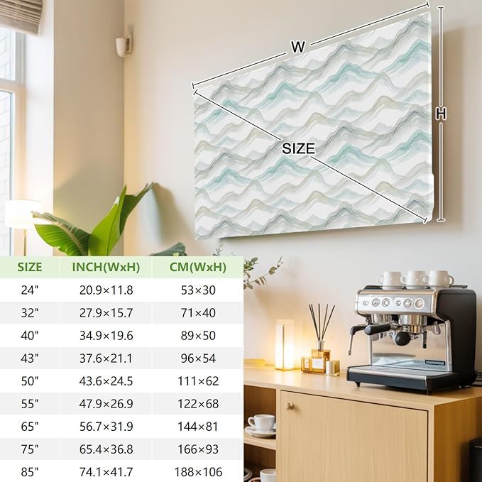 Water Ripple Teal Gradient Indoor TV Cover, Elastic TV Screen Protector Modern - Image 4