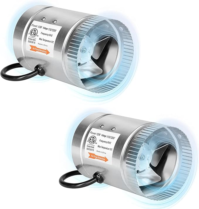 iPower 4 Inch Inline Booster Duct Fan 100 CFM HVAC Exhaust Ventilation Blower by iPower