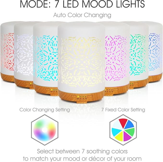 Earnest Living Essential Oil Diffuser White Ceramic Diffuser 250 ml Timers - Image 4