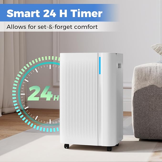 COSTWAY 54 Pints Dehumidifier for Basement, 4500 Sq.Ft Portable Dehumidifier - Image 5