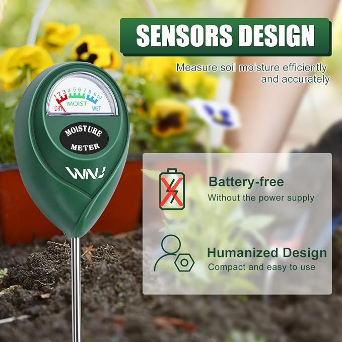 WNJ 2 Pack Soil Moisture Meter, Plant Water Monitor, Lawn Moisture Meter，Soil - Image 3