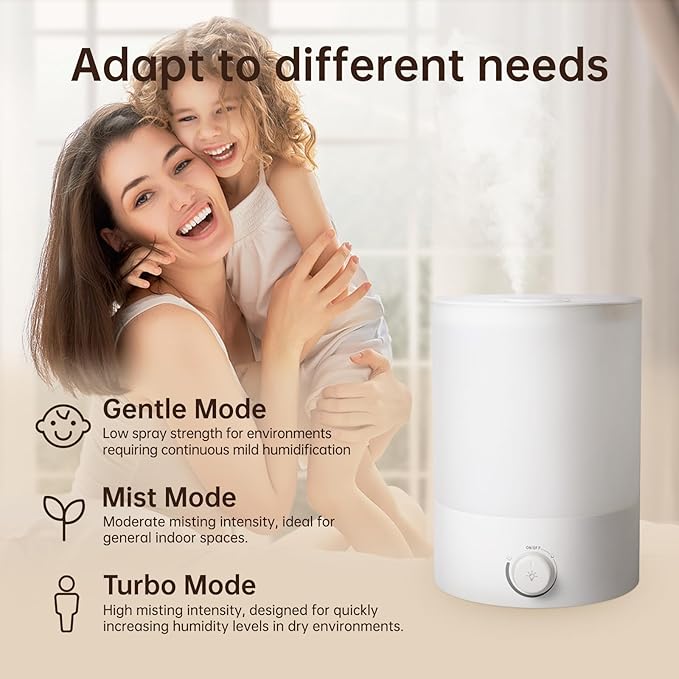 YOGIN Humidifiers for Bedroom Large room, Top fill 2.5L Ultrasonic cool mist - Image 6
