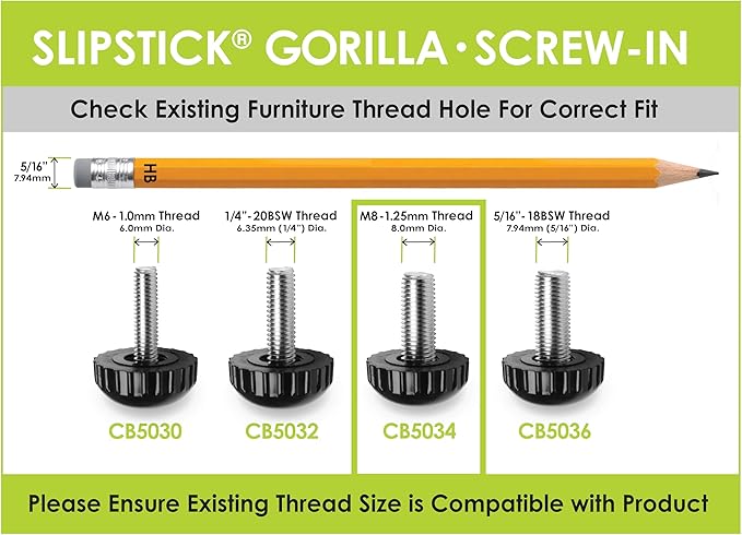 Slipstick Gorilla Outdoor Adjustable Furniture Levelers Weatherproof Screw in - Image 6