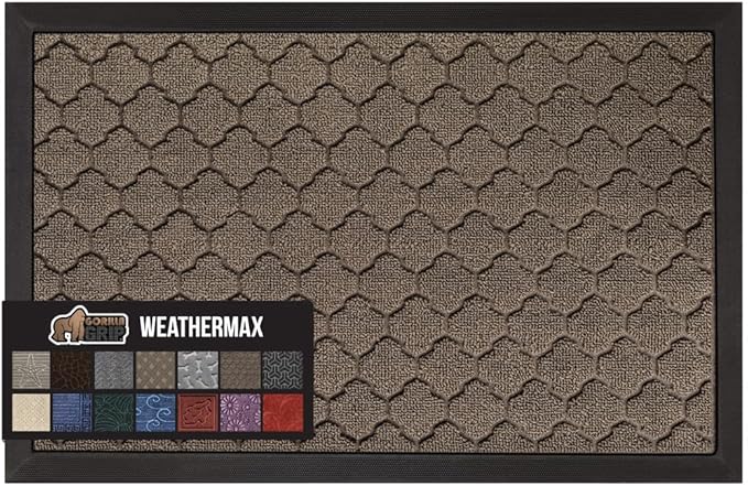 GORILLA GRIP 100% Waterproof All-Season WeatherMax Doormat, US Designed Natural by GorillaGrip