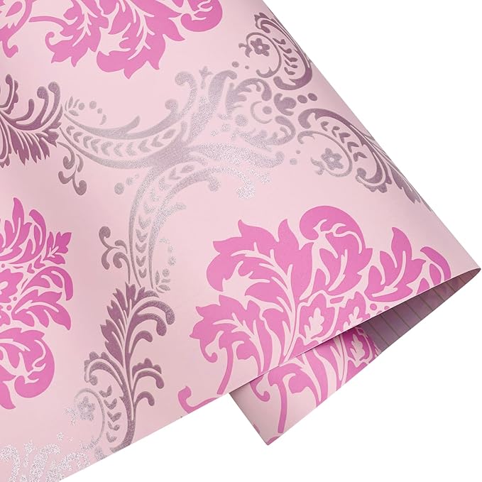 Yifely Vintage Pink Damask Self-Adhesive Shelf Drawer Liner Moisture Proof PVC - Image 8