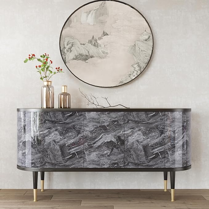 CRE8TIVE Dark Grey Silver Marble Contact Paper Waterproof 12"x354" Slate Marble - Image 6