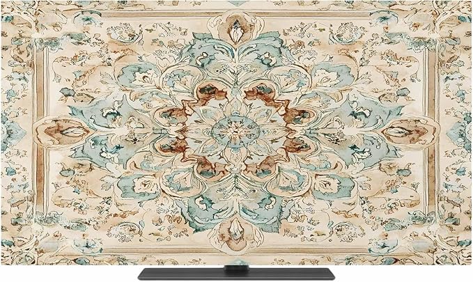 Bohemian Style Flowers Indoor TV Cover, Elastic TV Screen Protector Retro - Image 2