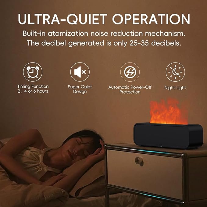 Essential Oil Diffuser, Flame Fire Oil Diffuser, 250ml Cool Mist Aromatherapy - Image 4