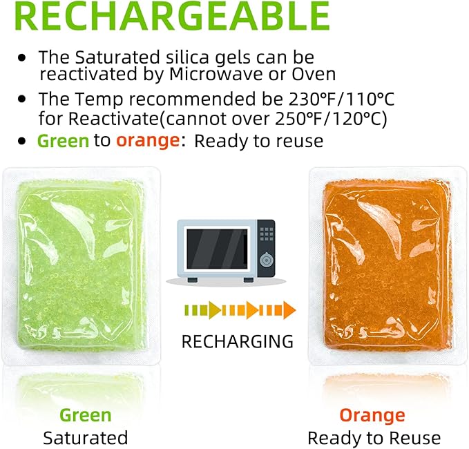 30Pcs 100 Gram Rechargeable Desiccant Packs, Moisture Absorbing Bag, Silica Gel - Image 5