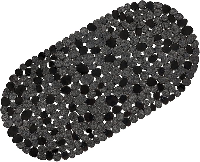 WELTRXE Pebbles Bath Mat for Tub Black Non-Slip Bathtub Mat by WELTRXE