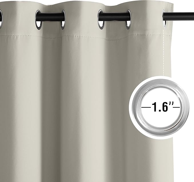 NICETOWN Room Darkening Draperies Curtains Panels, 2 Panels Natural W52 x L84 - Image 4