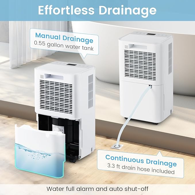 COSTWAY 32 Pints Dehumidifier for Home, 2000 Sq.Ft Portable Dehumidifier for - Image 4