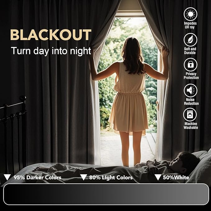 H.VERSAILTEX Blackout Curtains Thermal Insulated Window Treatment Panels Room - Image 6