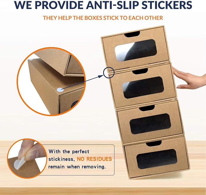 Shoe Box 12 Pack, 13.2 x 8.3 x 5.1in Waterproof Storage Boxes, Stationery - Image 5