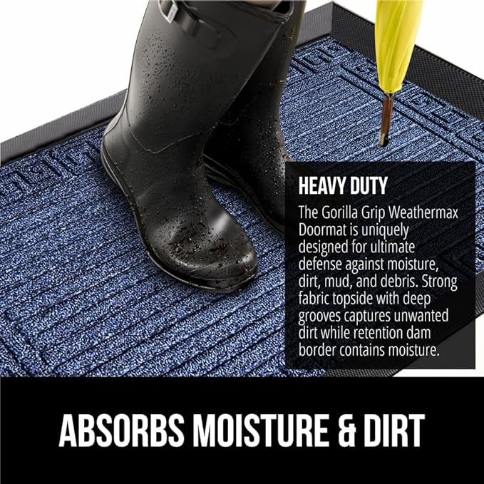GORILLA GRIP 100% Waterproof All-Season WeatherMax Doormat 35x23, US Designed - Image 4