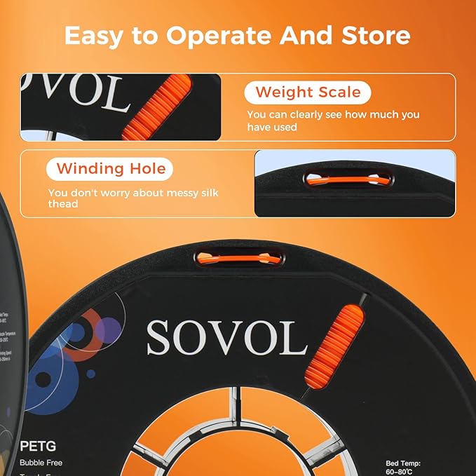 Sovol 3D Printer PETG Filament 1.75mm 1KG, High Precision, Strong Toughness - Image 7