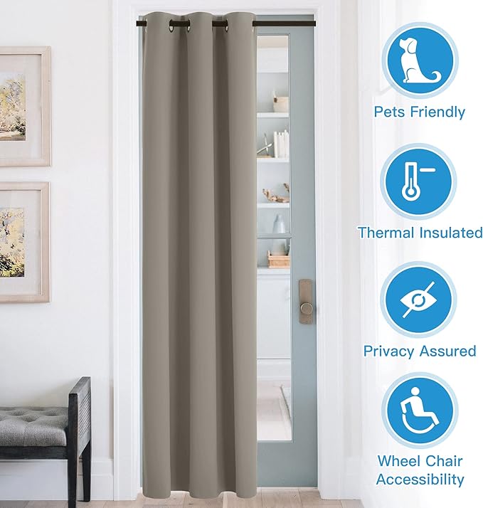 RYB Home Blackout Curtains Thermal Insulating Privacy Temporary Door Curtains - Image 3