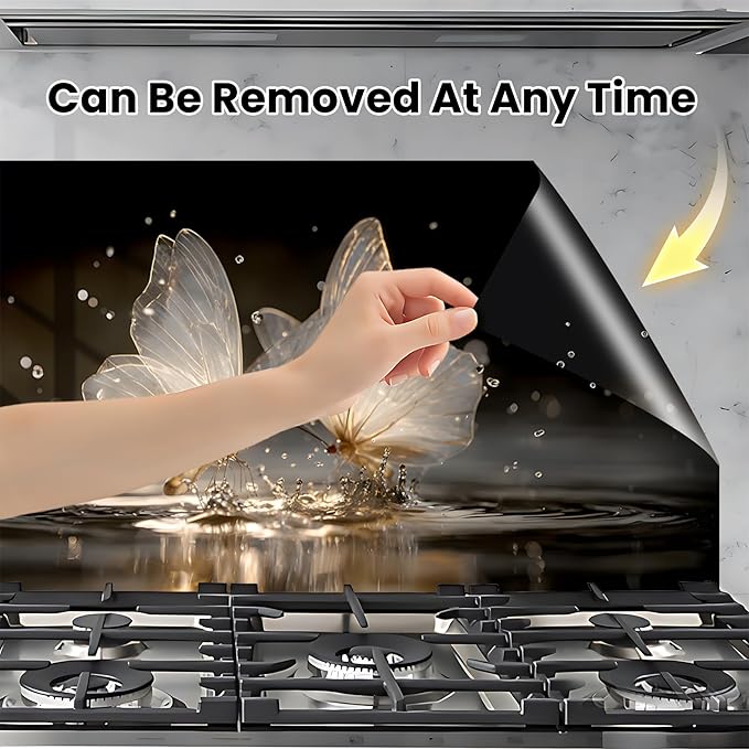NYZE Kitchen Backsplash Stickers Waterproof Stove Backsplash Protector - Image 4