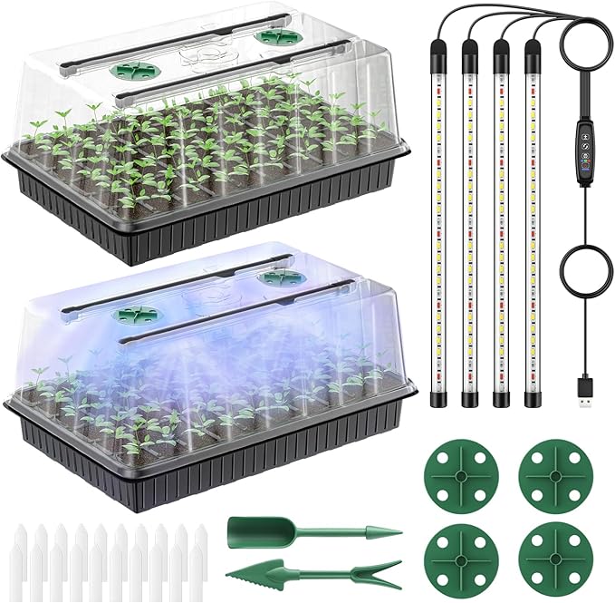 Pawfly 2 Pack Seed Starter Kit, 120 Cells, Seed Starter Trays by Pawfly
