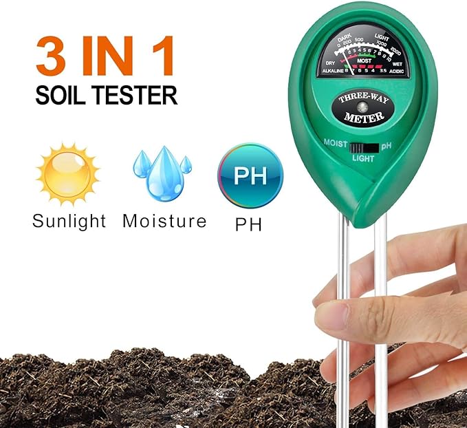 iPower 3-in-1 Soil Test Kit, Soil Moisture/Light/pH Meter - Image 2
