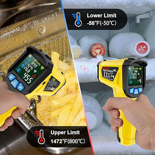 MESTEK Infrared Thermometer Gun -58°F to 1472°F, Digital Temperature Gun/K-Type - Image 6