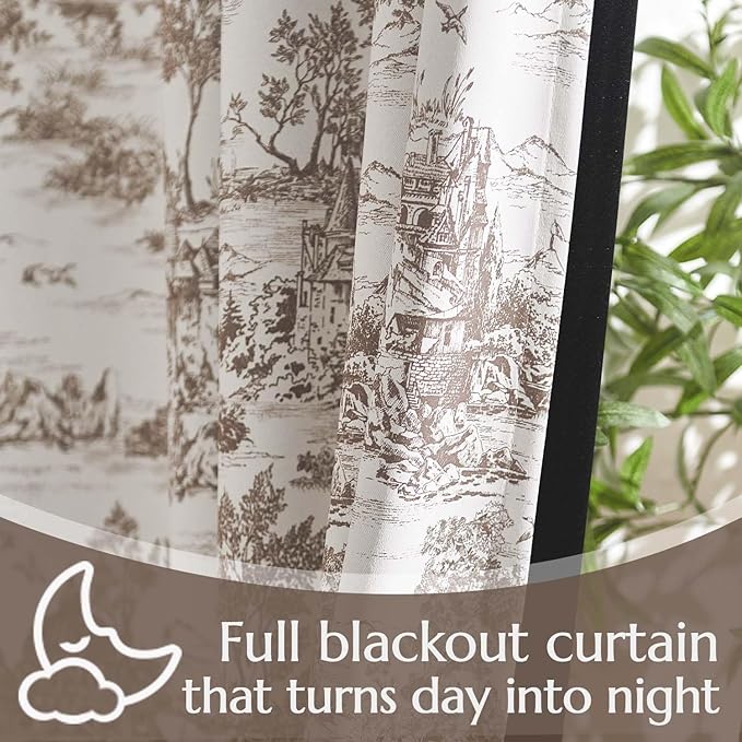 jinchan 95% Blackout Toile Curtains - Image 6