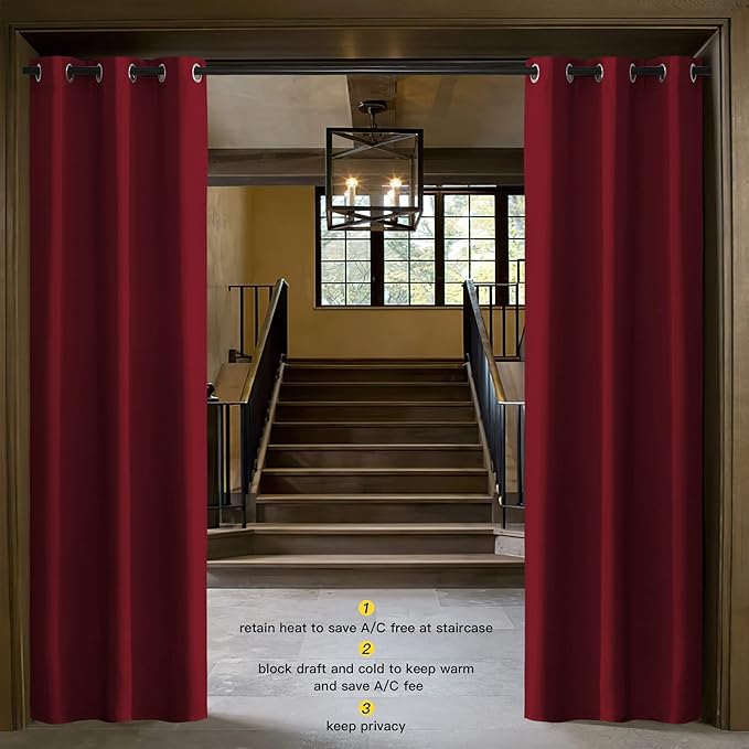 NICETOWN Christmas Red Insulated Blackout Curtain Home Decoration Solid Grommet - Image 2