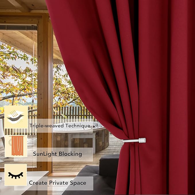 BONZER Room Divider Curtains Total Privacy Wall Room Darkening Grommet Wide - Image 2