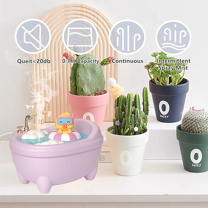 Cute Pink Mini Humidifier for Bedroom & Office, Top Fill 0.34L, Cool Mist - Image 3