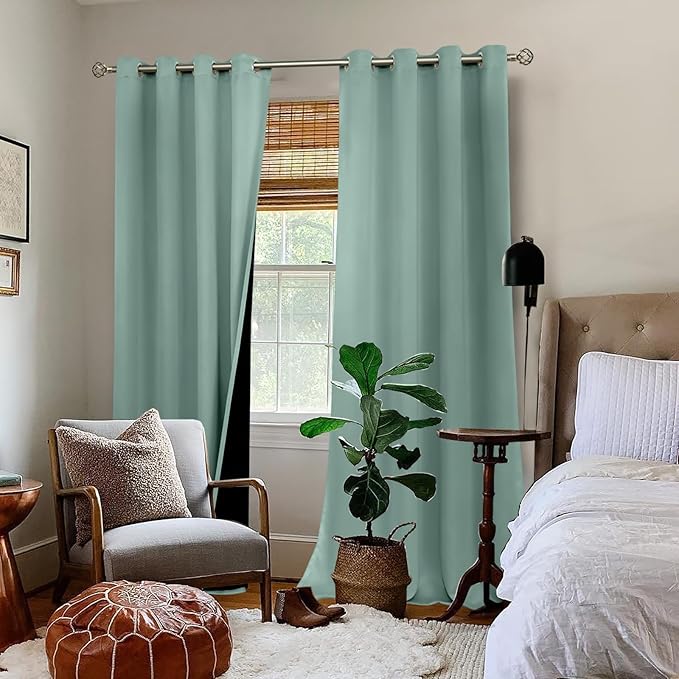 BGment Frosty Green Blackout Curtains 95 Inches Long 2 Panels Set - Image 2