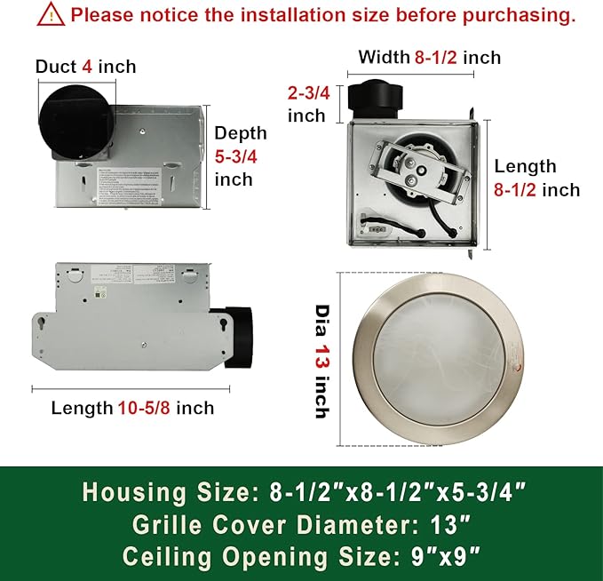 Akicon Ultra Quiet Bathroom Exhaust Fan - Image 3