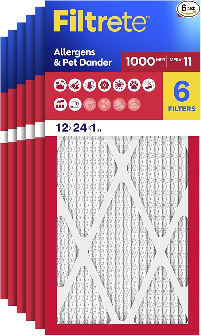 Filtrete 12x24x1 Air Filter, MERV 11, MPR 1000, Allergens & Pet Dander by Unknown