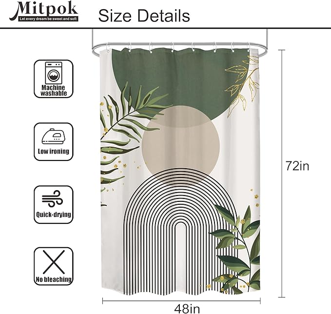 Stall Small Boho Shower Curtain 48Wx72H Rv Sage Green Modern Bohemian Abstract - Image 4