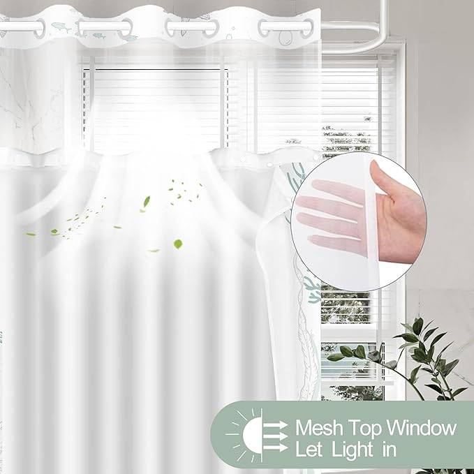 Extra Long No Hook Shower Curtain - Image 4