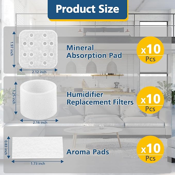 10 Pack Humidifier Replacement Filters, 10 Pack Absorption Pads and 10 Pack - Image 3