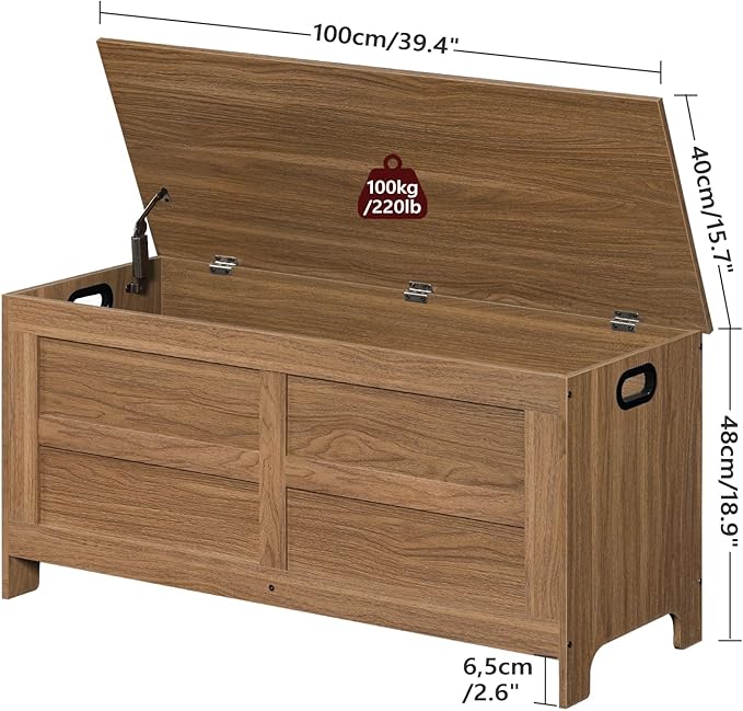 Storage Chest, 39.4” Large Toy Chest, Entryway Storage Trunk, Storage Bench - Image 3
