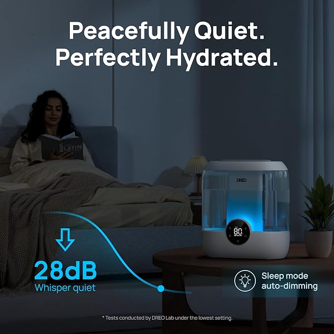 DREO 6L Top Fill Humidifiers for Bedroom, 60H Runtime 28 dB Quiet Supersized - Image 4