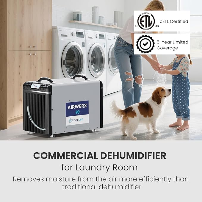 BASEAIRE 198 Pints Energy Star Crawl Space Commercial Dehumidifier, 5 Years - Image 4