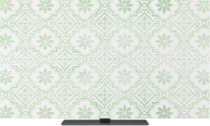 Abstract Damask Green Floral Indoor TV Cover, Elastic TV Screen Protector by Unknown