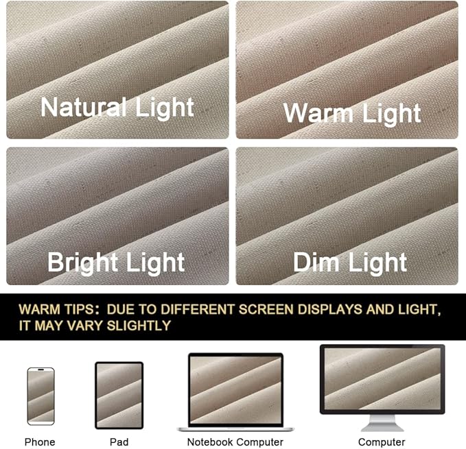 PrinceDeco Blackout Curtains 63 Inch Length Linen Texture Drapes - Image 7