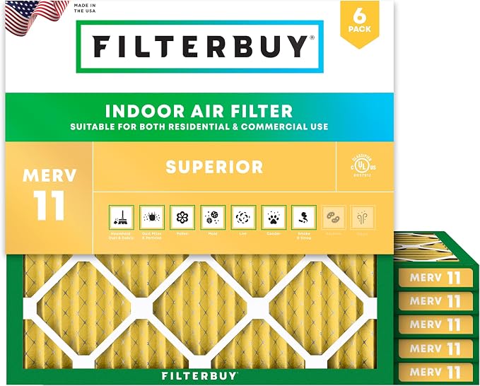 Filterbuy 23.5x23.5x1 Air Filter MERV 11 Superior Pet & Allergy Defense by Filterbuy