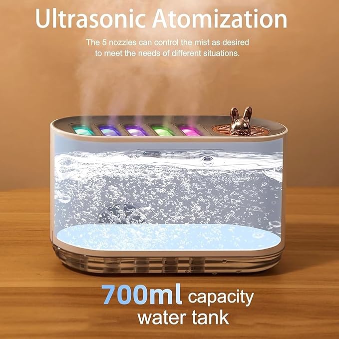 5 Nozzle Music Sync Humidifier Diffuser, RGB LED Light Show - Image 3