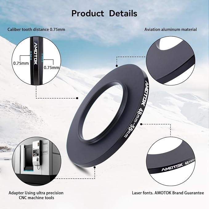 48mm Lens to 55mm Camera Lens Adapter, 48mm-55mm Filter Step up Rings, - Image 3