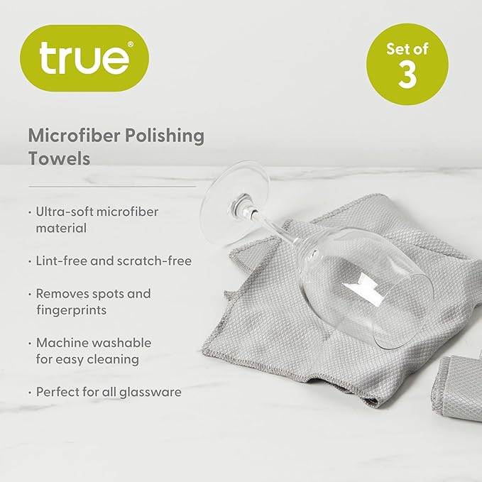 True Microfiber Towels, Wine Glass Polishing Cloths, Streak Free Microfiber - Image 2