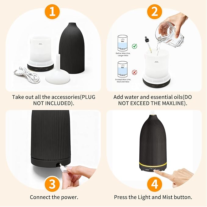 URPOWER 100ML Essential Oil Diffuser Ultrasonic Cool Mist Humidifier - Image 7