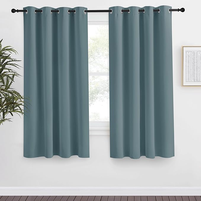 NICETOWN Blackout Curtain 57 inch Length, W55 x L57 Inch, 8 Grommets Top by NICETOWN