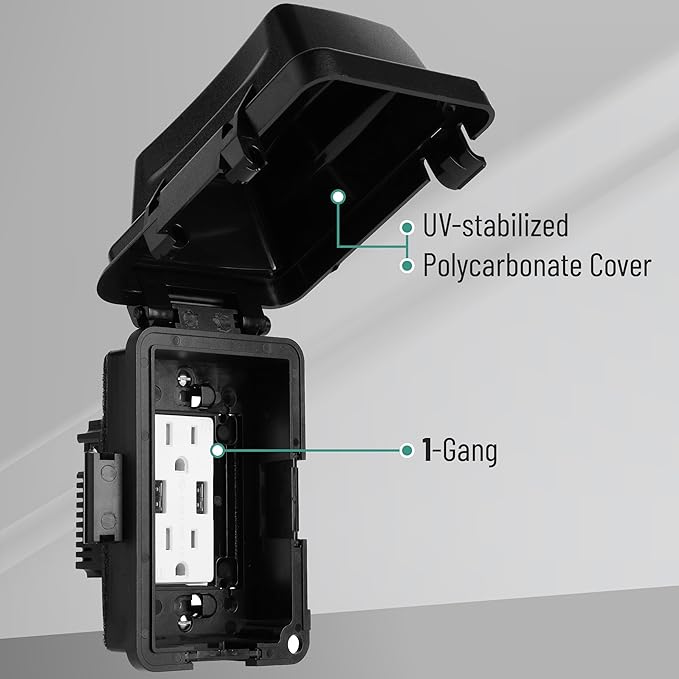 Bates- Outdoor Outlet Cover Weatherproof, Horizontal/Vertical Use - Image 3