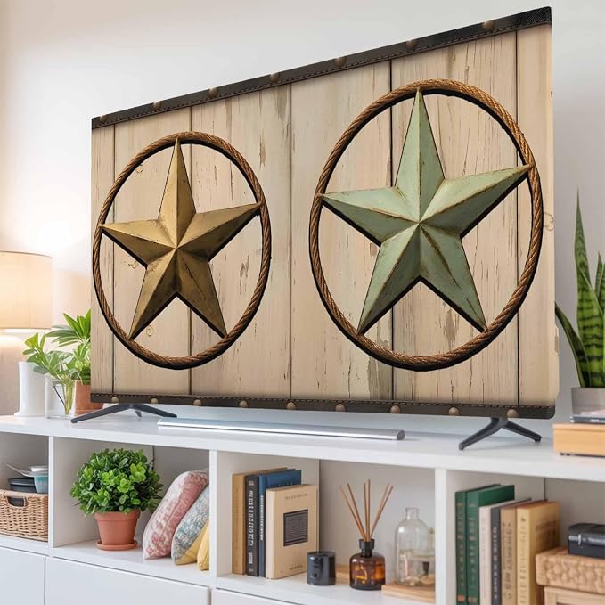 Farmhouse Vintage Brown Western Star Indoor TV Cover, Elastic TV Screen by Unknown