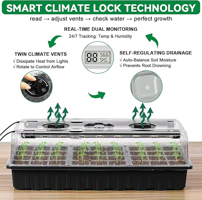 Seed Starter Tray with Grow Light, 72-Cell Seed Starter Kit with Magnetic - Image 6