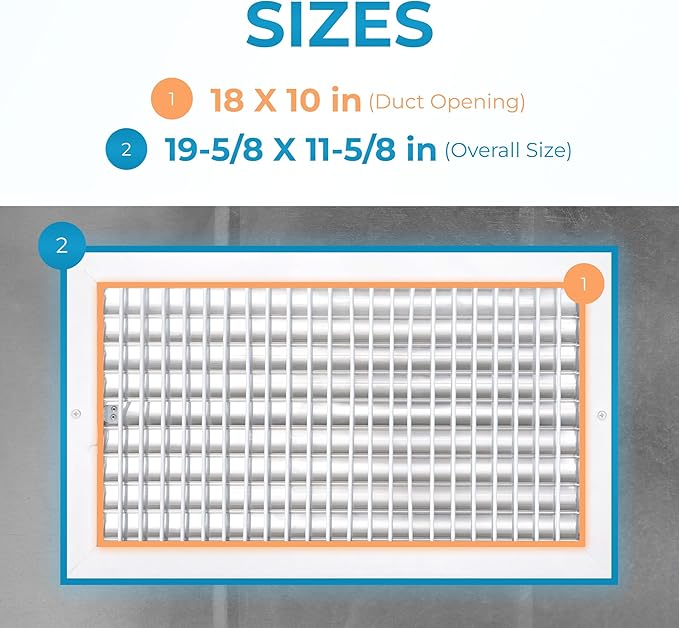 Aluminum 18 x 10 Inch Air Vent Covers Wall AC Grille – Premium Register Vent - Image 3